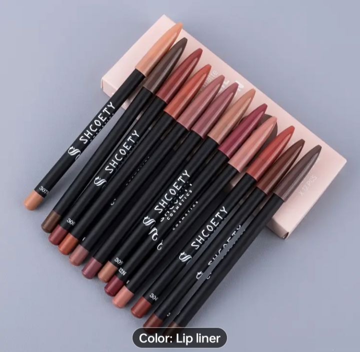 12 Colors  Matte Lipstick Lip Liner Pen Set 