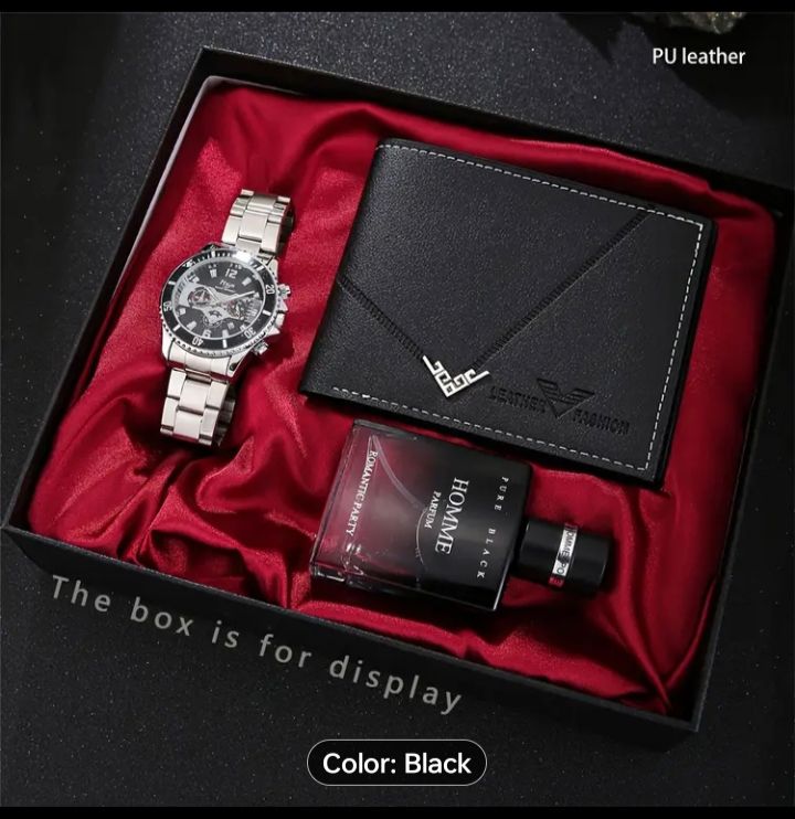 3pcs Mens Black Luxury Wallet Set_thumbnail_0
