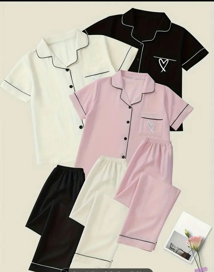3pcs Women Heart Embroidery Texture Casual Set _thumbnail_0